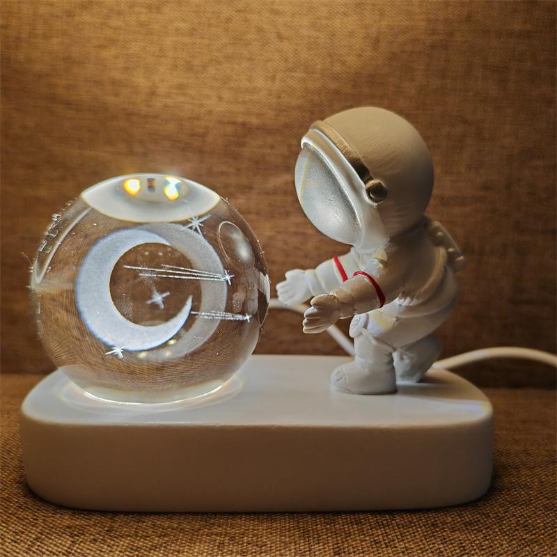 Astronaut Creativ 3D Minge de Cristal Led Lumină de noapte pentru Dormitor Copii Planetă Spațiu Lampă Sistem Solar USB Cadou de Crăciun pentru copii