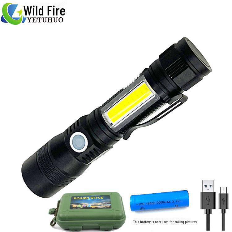 7-Function USB Rechargeable Magnetic Flashlight with Fluorescent Detection: Includes Red, White, Purple, and COB Strong Light with Focus.