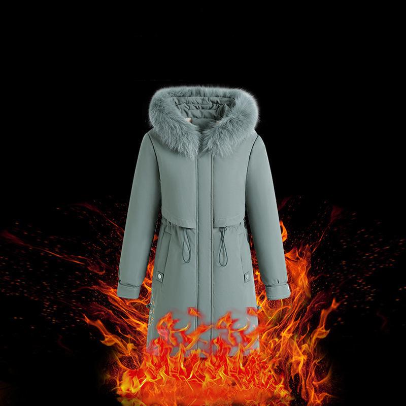 Winter Thickened Cotton Coat with Fleece for Mother with Embroidery Decoration