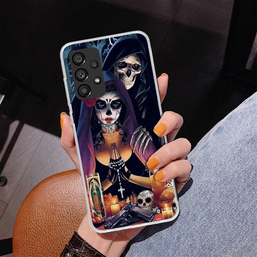 Catrina Beautiful Rose Girl Skull Phone Case For Samsung Galaxy A17 A16 A15 A14 A13 A57 A56 A55 A54 A53 A37 A36 A35 A34 A33 A26