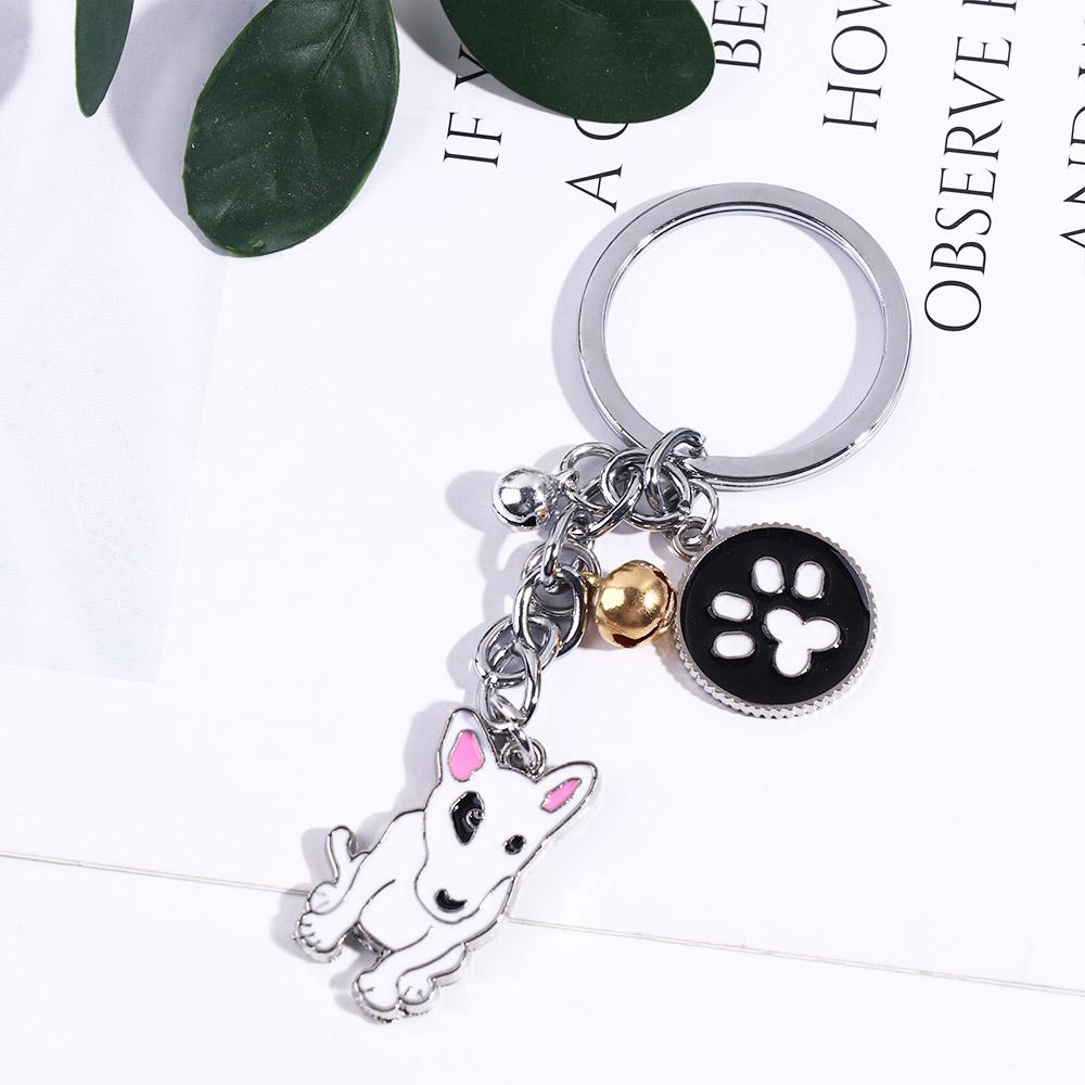 White Animal Bell Husky Enamel Golden Retriever Pet Keychain Dog Keychain Dog Pendant Pet Keyring