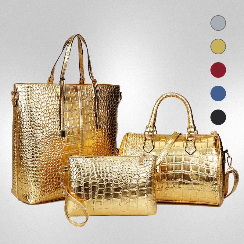 Large capacity shoulder PU handbag crocodile pattern women's bag fashion commuter bag