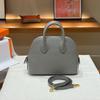 2026 new leather women's bag first layer cowhide method sheep pattern mini shell bag bowling ball portable oblique span women's bag