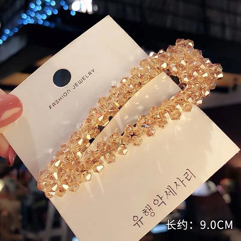 Elegant Head Jewelry Women Hairpins Crystal Beads Handmade Snap Barrettes Clip Fashion Decoration Hair Accessories Wedding Gifts