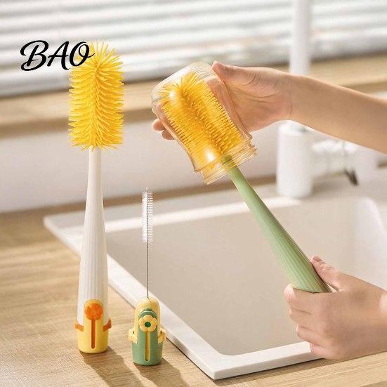 Container Cleaning Brush 5 in 1 Silicone Cup with Long Handle, Multifunctional Deep Kitchen Sink Accessory Brush, Non-slip Reusable Cleaner