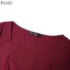 ZANZEA Dames Vierkante Hals Lange Mouwen Geplooide Hoge Taille Elegante Feest Midi Jurk