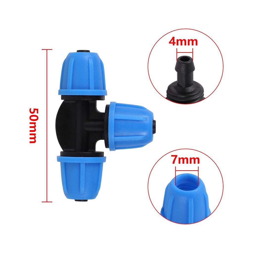 1/4" Hose Water Tube Connector Tee End Plug Blue Joint 6mm Nozzle Coupling Garden Micro-Irrigation Adapter Watering Pipe Fitting