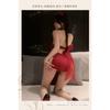 Man Want Sex Underwear Sexy Neck Water Drop Hollow High Waist Split Red New Year's Cheongsam Uniform Set 9209