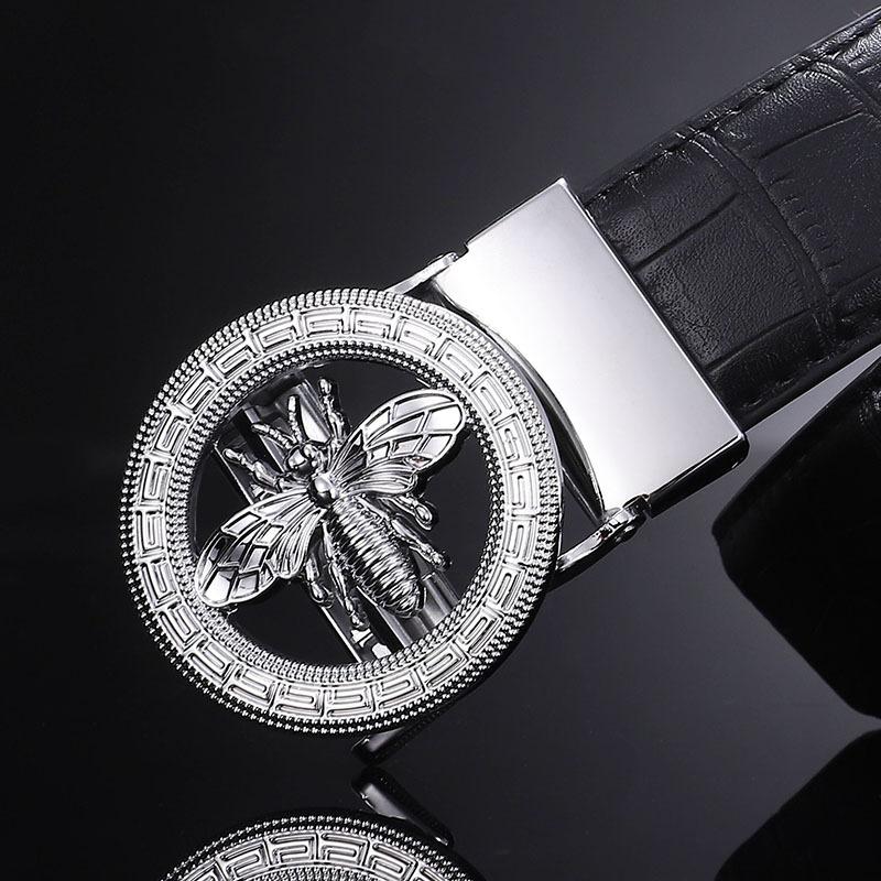 New Men's Bee Automatic Cowhide Belt Men's All-Match Business Youth Crocodile Belt Men's Spot