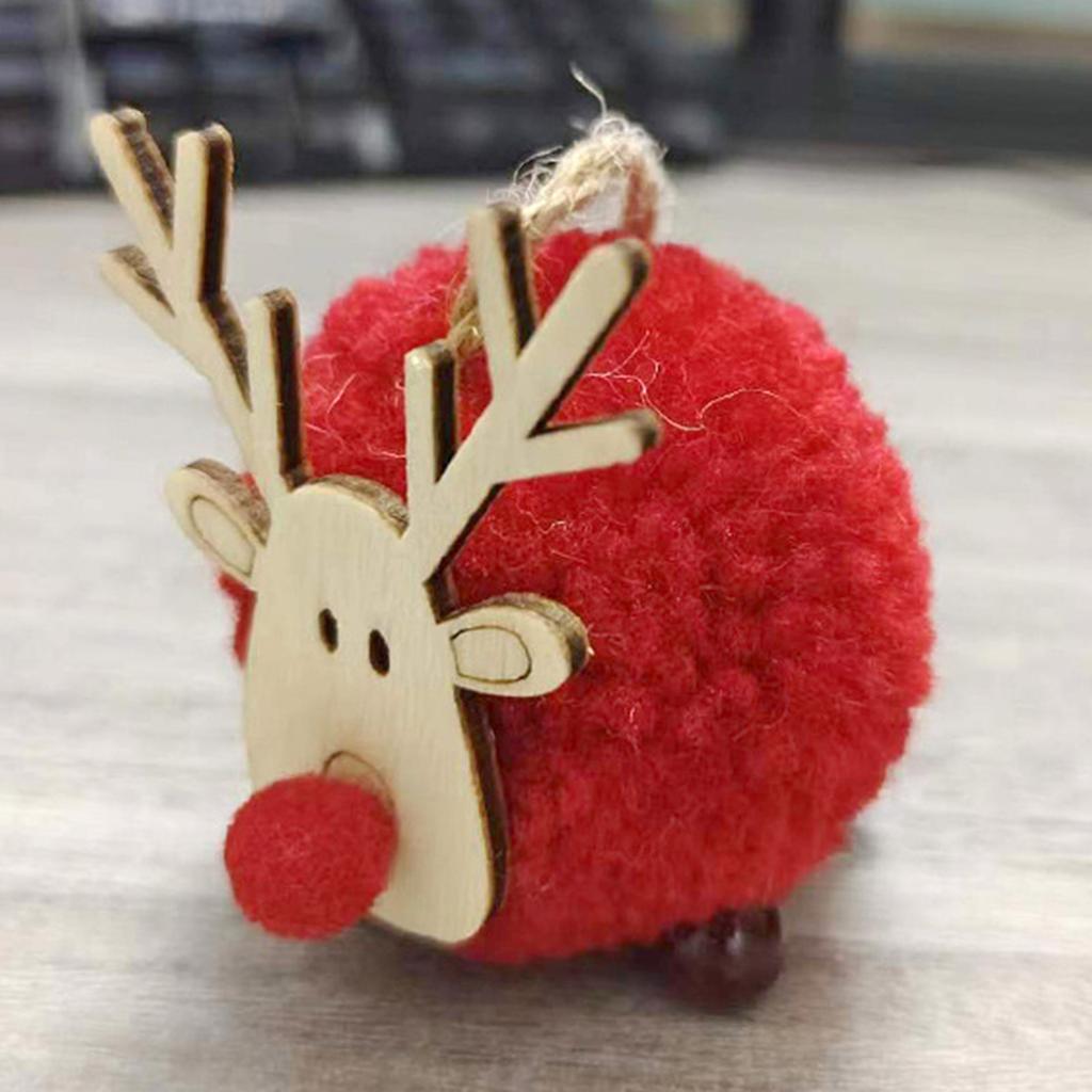 Christmas Tree Pendants Soft Creative Party Decor Soft and Comfortable Xmas Ornaments Lamb Pompom Elk Pendant Wooden