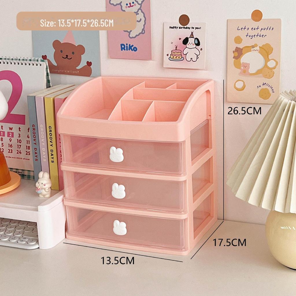 Girly Heart Plastic Desktop Drawer: Dustproof Storage for Stationery & Cosmetics