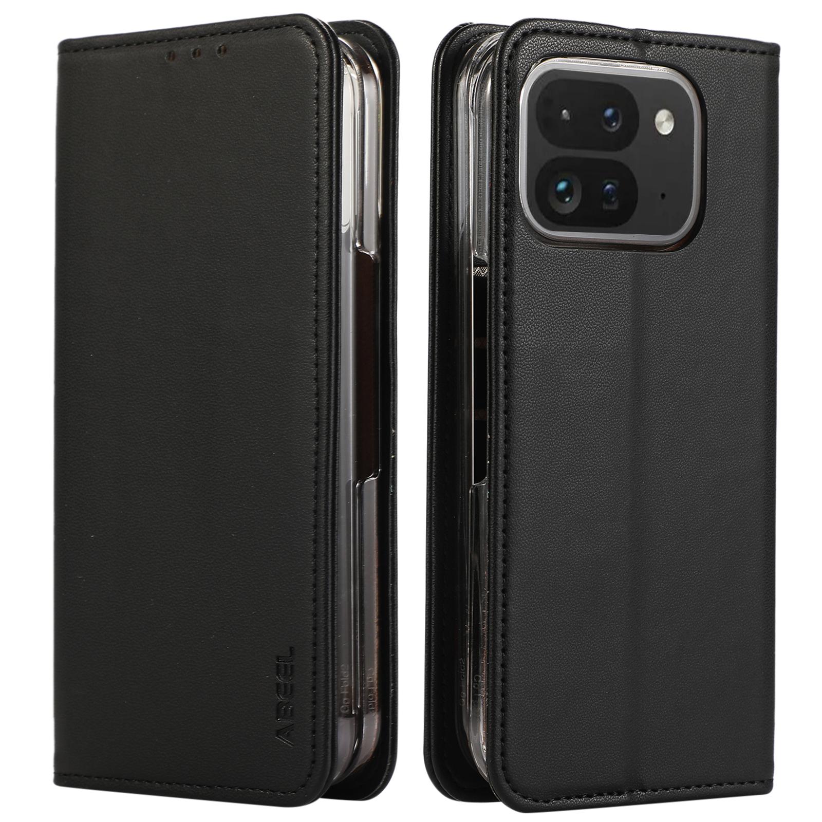 

ABEEL For Google Pixel 9 Pro Fold 5G Phone Case RFID Blocking Leather Flip Cover Black