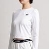 YONEX 245Tl003F White Women'S Crop Long Sleeve T-Shirt With Bartack Design