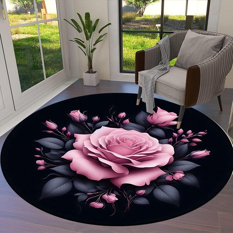 1pc Office Carpet Chair Mats Pink Rose Bouquet Perfect for Decorating Office Chairs, Living Rooms, Or Bedrooms