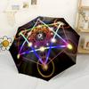 Flower of Life Rainbow Pattern Automatic Umbrella Retractable Design with 8 Rib Durability Durable Plastic Iron Travel Essential