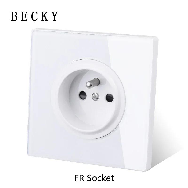 White Light for Glass Panel Switch Button, EU UK Standard Round Reset Point Switch, Bedroom Usb Switch Socket1-4gang AC110V-250V