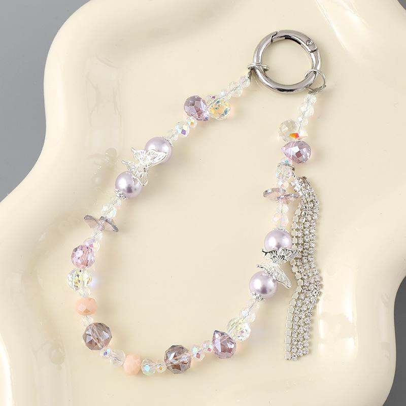 New Pearl Bow Beaded Pendant Phone Case Charm Wrist Strap Lanyard