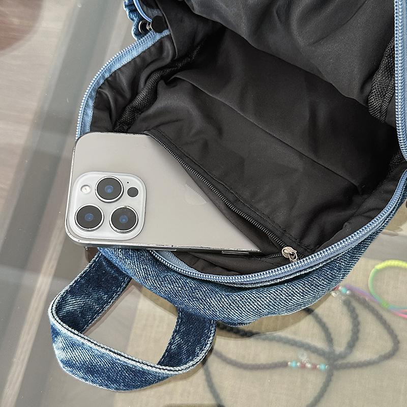 Denim Backpack Student Schoolbag Women Small Backpack
