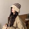Retro Jacquard Knitted Bucket Hat Autumn Winter Korean Warm Casual Basin Hat For Women
