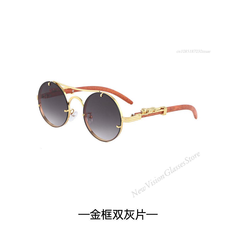Retro Punk Round Sunglasses For Men Women Fashion Double Bridge Multi Color UV Protection Driving Travel