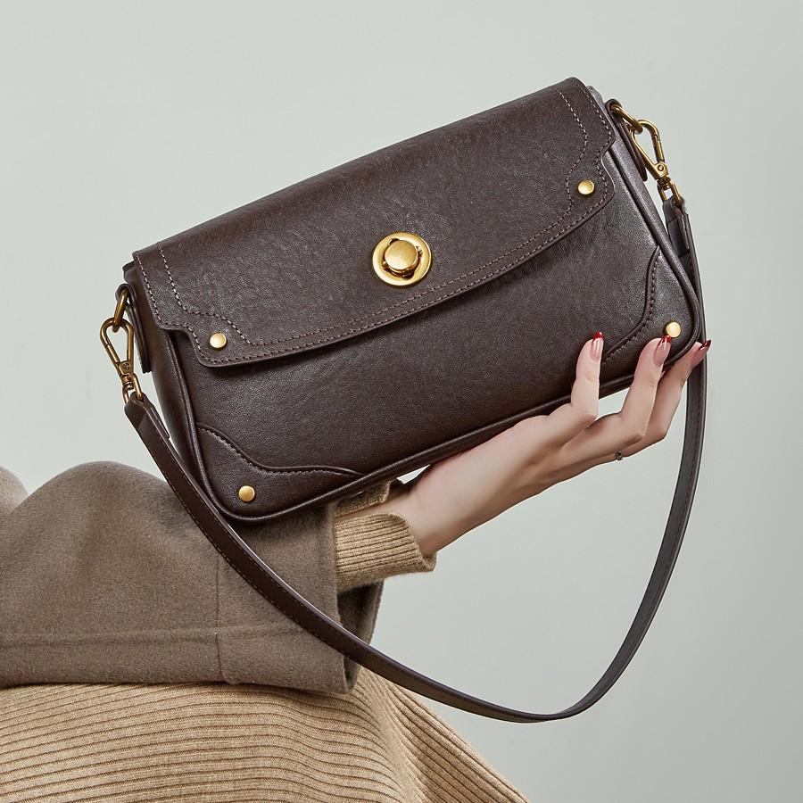 2025 New Fashion Commuter Versatile Genuine Leather Women's Bag Niche Design Handbag Single Shoulder