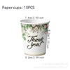 Eucalyptus Leaf Party Supplies Themed Birthday Party Holiday Cutlery Flag Paper Tissue Paper Cup Tablecloth Banner Cutlery