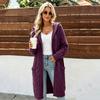 Women's Long Knit Cardigan with Hood - Long Sleeve Sweater Coat with Pockets