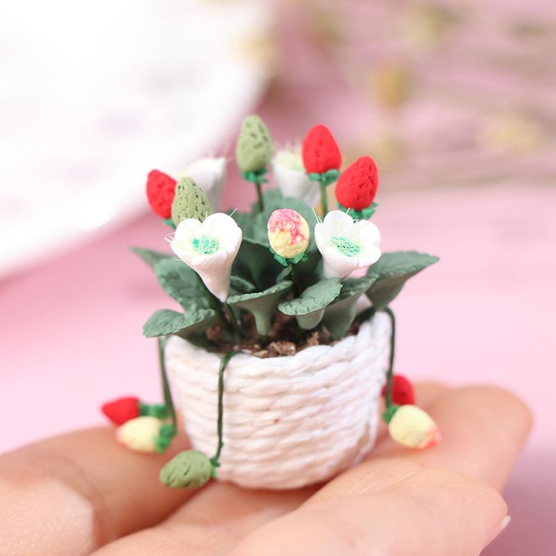 Mini Flower Potted For Green Plant In Pot Simulation Plants 1:12 Dollhouse Miniature Doll House Furniture Home Decoration
