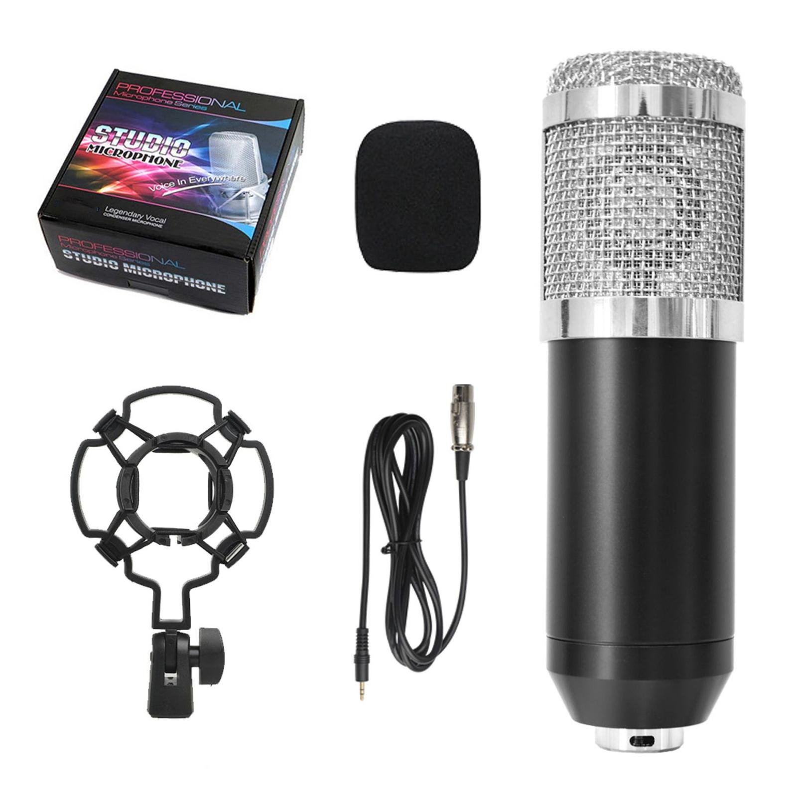 

Condenser microphone small set mobile phone computer anchor live karaoke recording microphone Bracket+windproof cotton+2.5M чёрный/серебряный