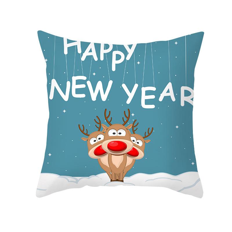 Nordic Christmas Cartoon Reindeer Digital Printing Short Plush Pillow Covers For Car Sofa Office Cushion Cover Home Goods