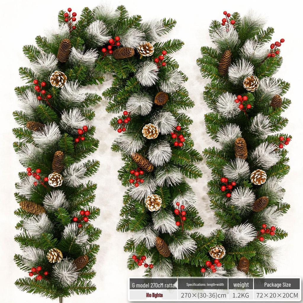 Christmas Glimmer: Garland Set for Tree, Window, and Fireplace with Flocked Leaf Ornaments