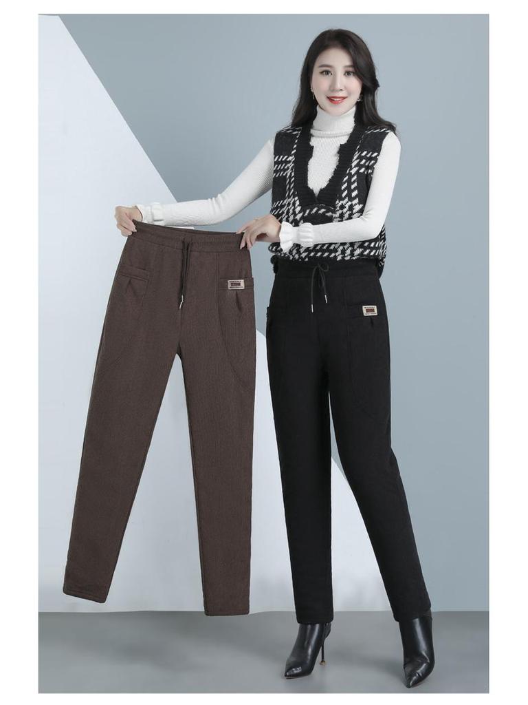 Extra-Warm Fleece Trousers for Middle-Aged and Elderly Women - Winter-Ready, Thickened Cotton, Plus Size