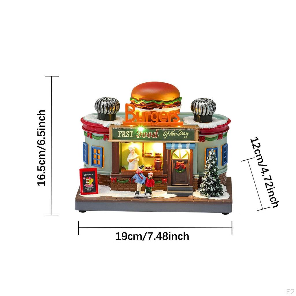 Christmas Village House Statue Figurine LED Lighted Lightweight Decor Gift for Tabletop
