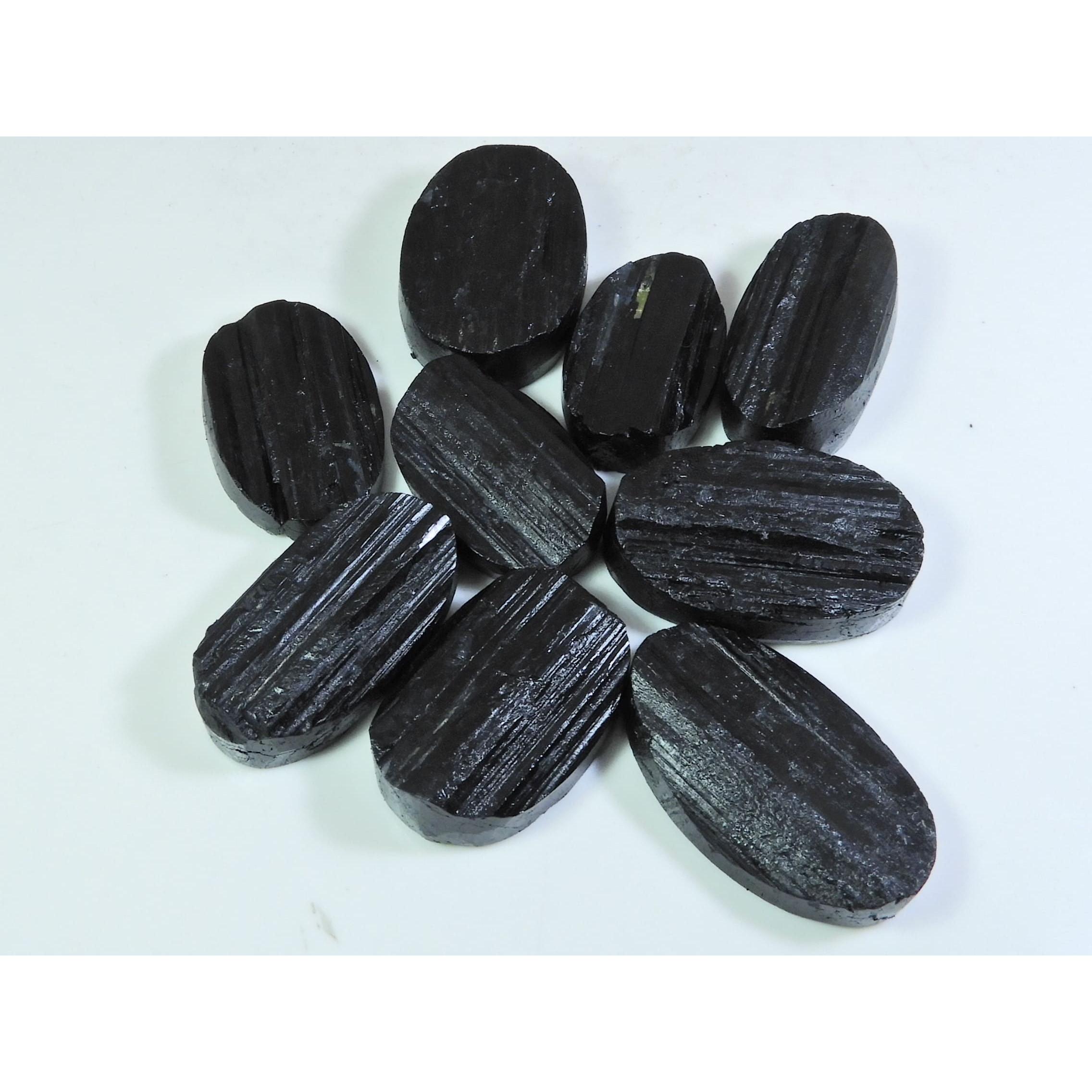 

488Cts.Natural Black Tourmaline Oval Shape Cabochon Loose Gemstone 09Pcs Lot C-353