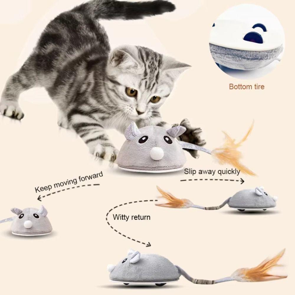 Squeaky Mouse Moving Cat Toy Automatic Sensing Plush Mouse Kitten Toy  Playing Game