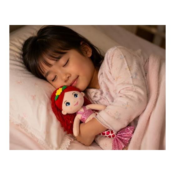 Mermaid Plush Toy - Cute Doll for Room Decoration, Gift for Girls, Birthday, Christmas - Soft & Huggable, Sparkly Tail, Easy To Carry (Red, 30cm)
