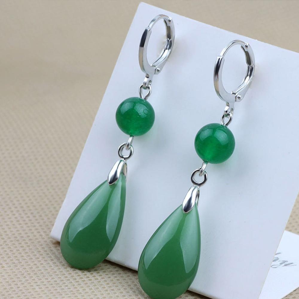 PANJBJ 925 Sterling Silver Rose Hotan Jade Earring for Women Girl Ethnic Style Versatile Temperament Jewelry Gift Dropshipping