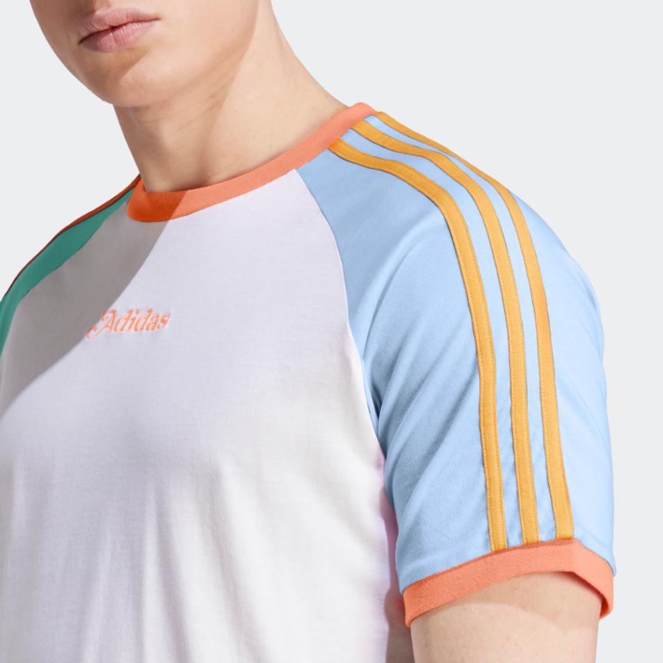 Adidas Originals Trefoil Enjoy Raglan Tee Striped Sports Short Sleeve T-Shirt Men Tops White IT8190
