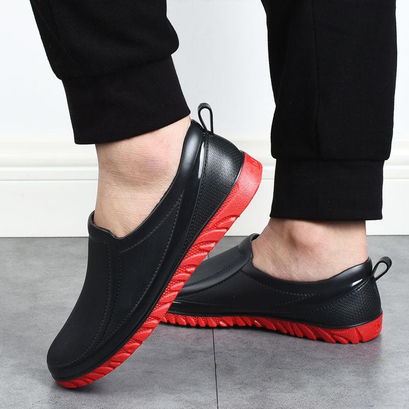 Waterproof, Anti Slip, Fashionable Low Top Rain Shoes for Men Fishing, Kitchen Construction Sites, and Rural Areas