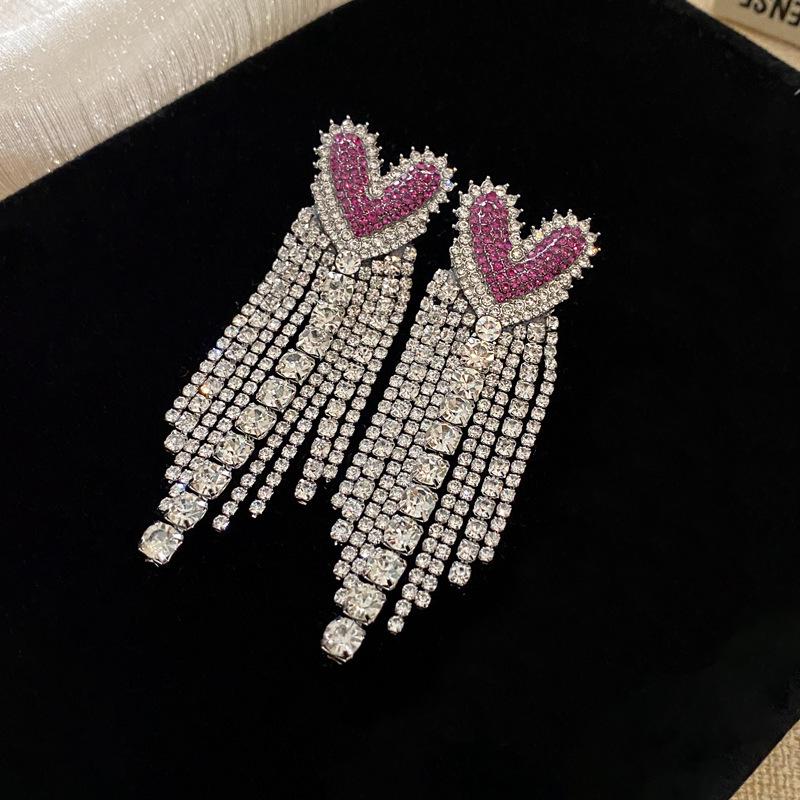 Silver Needle Pink Butterfly Zircon Cutout Stud Earrings - High-End Luxury Fashion Jewelry