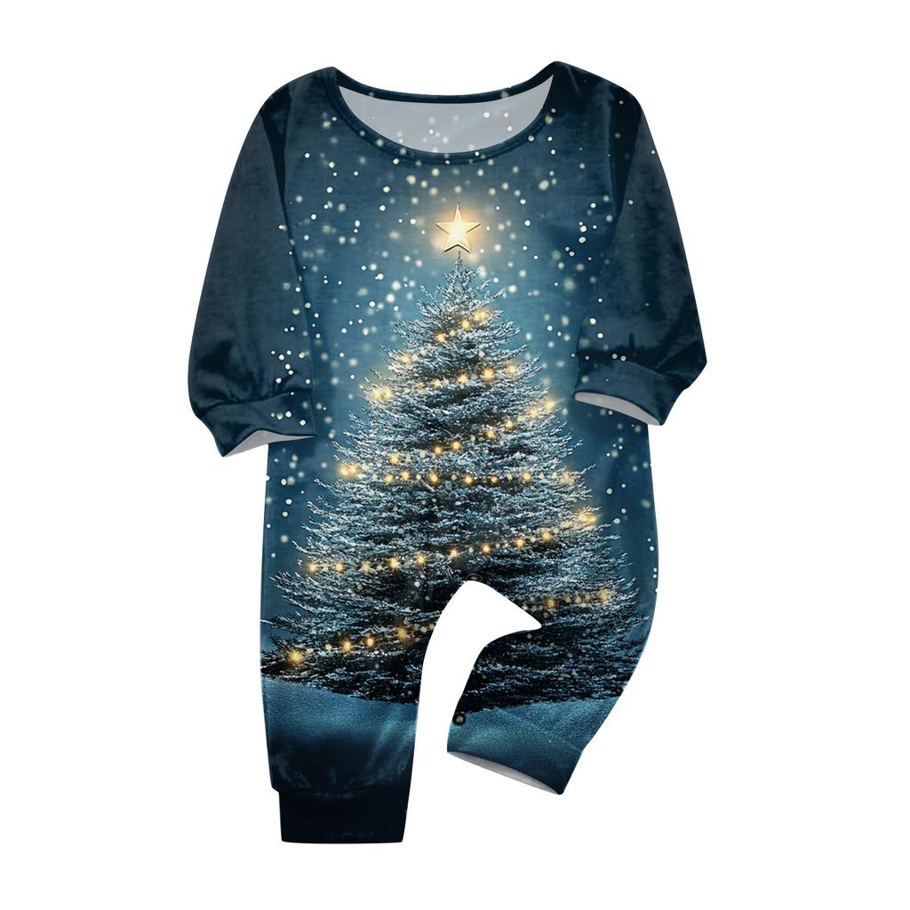 Family Matching Print Sets Pajamas Loungewear Outfits Family Matching Long Sleeve Tops+Pants Set