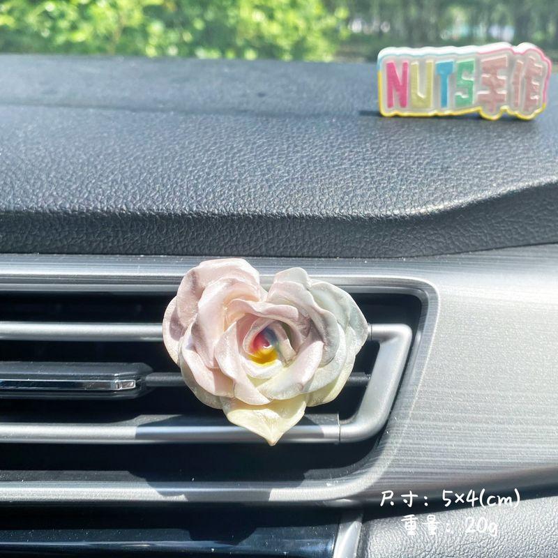 

Pearlescent Heart-Shaped Rose Car Air Vent Diffuser Stone Aromatherapy Essential Oil Handmade Couple s Qixi New Car Gift Rainbow