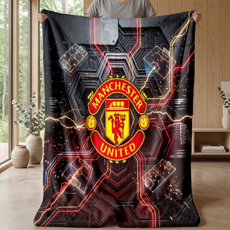 Manchester United Theme Blanket Soft Flannel Blanket Plush Throw Blanket Cozy Sofa Bed Blanket for Home Decor