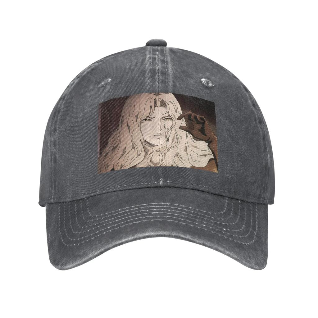 Alucard  Castlevania Nocturne Denim Fabric Cap Casual Baseball Caps Adjustable Hat Summer Unisex Baseball Hats