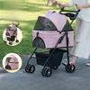 Metal Pet Stroller Lightweight Foldable Detachable Carrier Outdoor Travel Cart for Dogs Cats Removable Basket Pet Walking