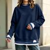 Women's Long Sleeve Mock Two-Piece Sweatshirt Loose Fit Casual Pullover