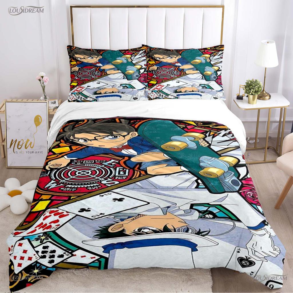 Detect Conan carton anime All Season Duvet Cover Comforter Bedding Set Soft Quilt Cover and Pillowcases Single/Double/Queen/King