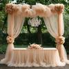 Tüllstoff Himmelblau Transparent Tischläufer Stuhl Schleifen Hintergrund Vorhänge für Babyparty Geburtstag Hochzeit für Party Fotos Dekoration
