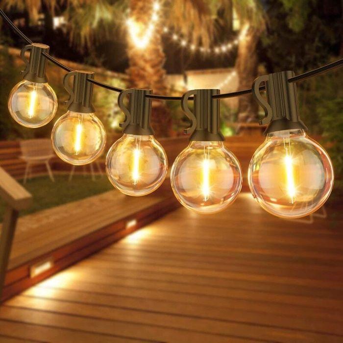 Guirlande lumineuse extérieure - AIMOONSA - G40 10+1 3m - Blanc chaud - Étanche - Globe