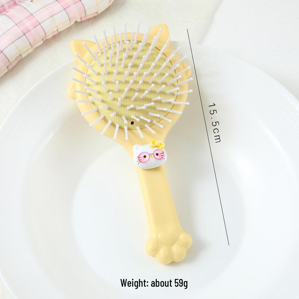 Cartoon Cat Paw Cushion Comb: Cute, Soft, Portable Travel Brush with Heart Massage Design